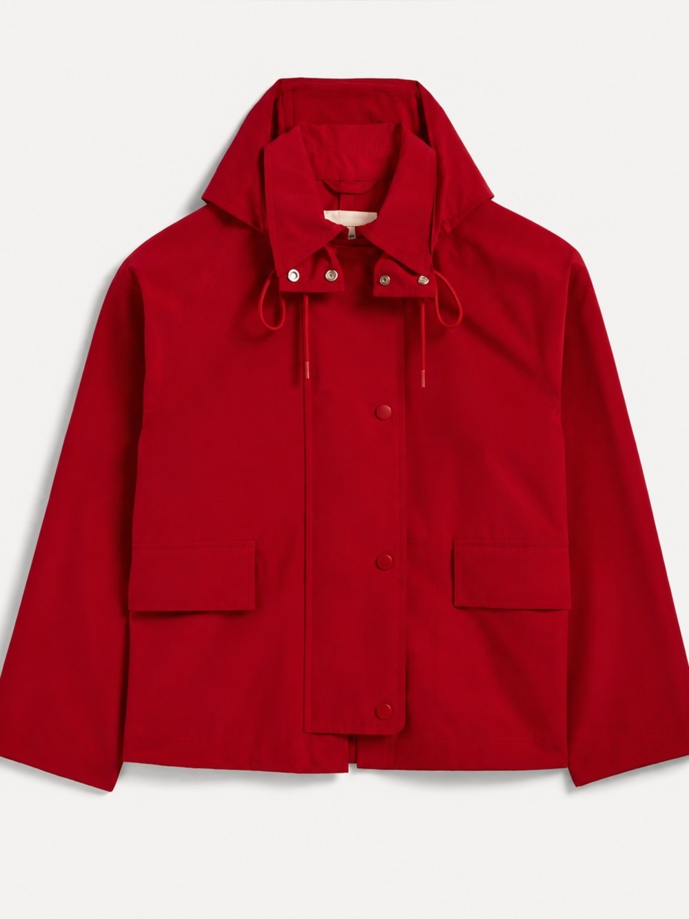 Everlane The Short Anorak Berry Red XS Water Resistant Hooded Utility Jacket NWT